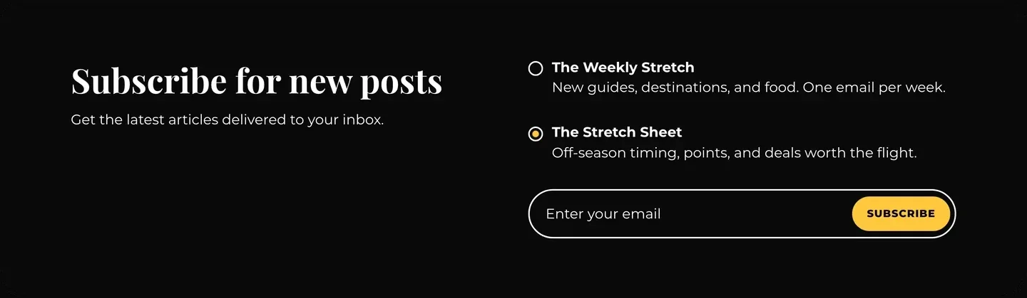 The sign-up band where readers pick between two newsletters
