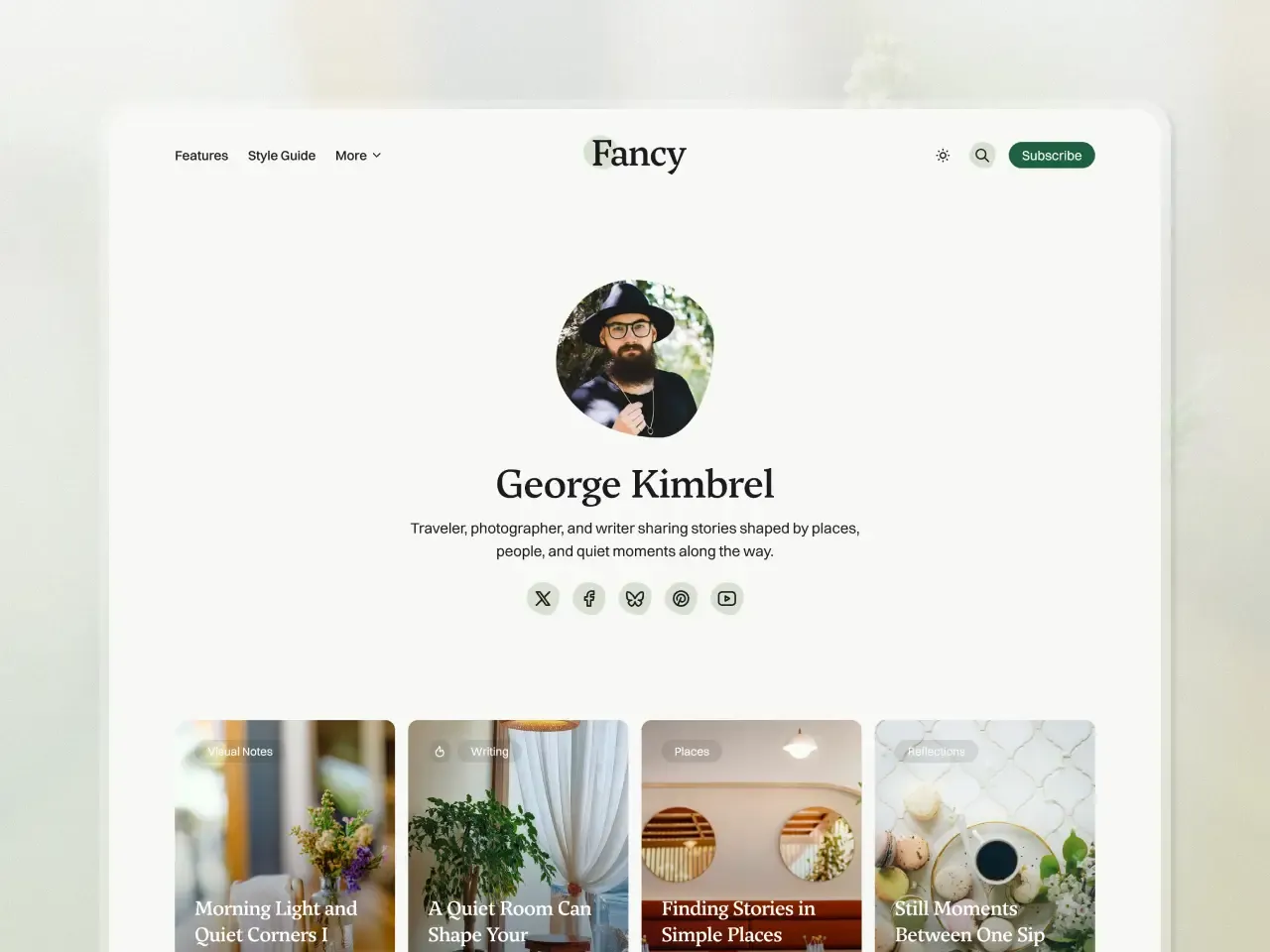 Fancy Ghost theme homepage preview by Pina Themes