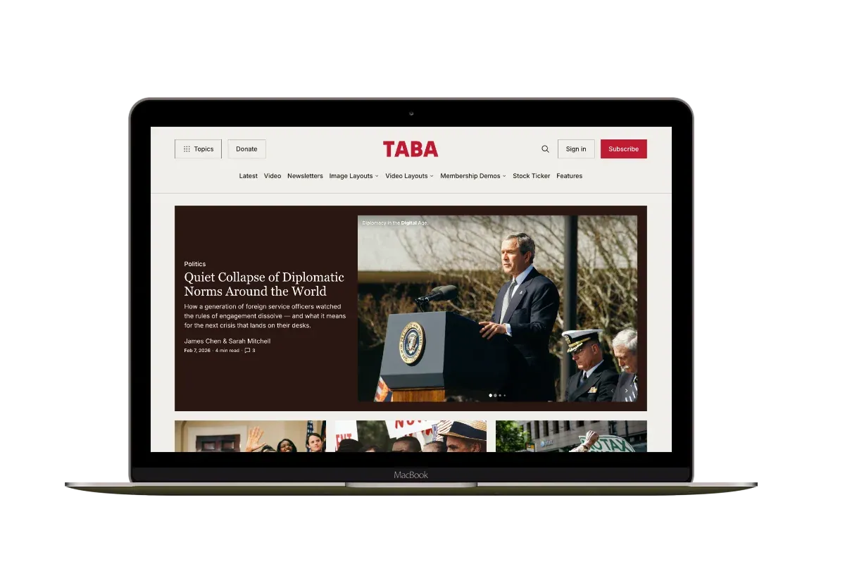 Taba Ghost theme homepage preview by Aspire Themes