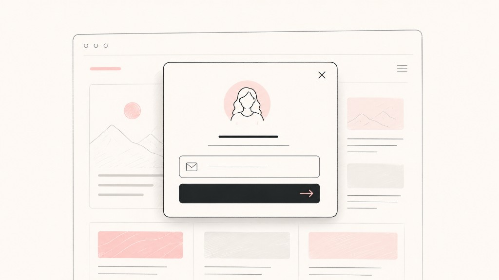 Signup modal overlay on a simplified blog homepage