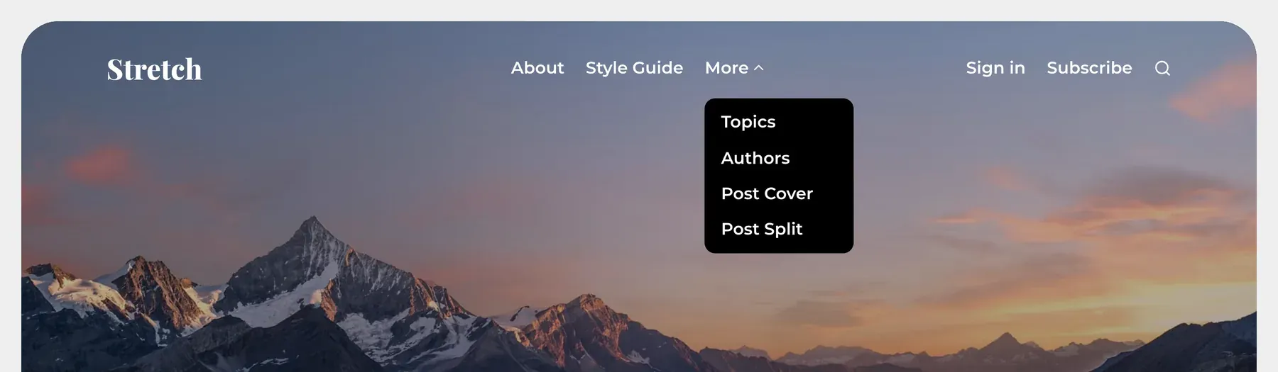 A dropdown menu in the header.