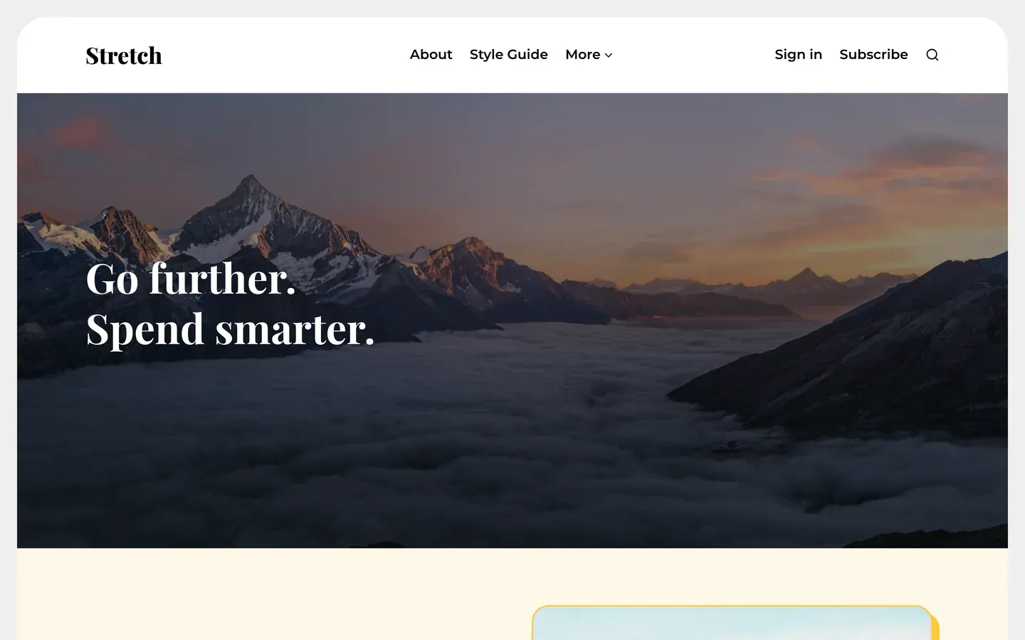 Hero style: Hero. A shorter header above your posts.